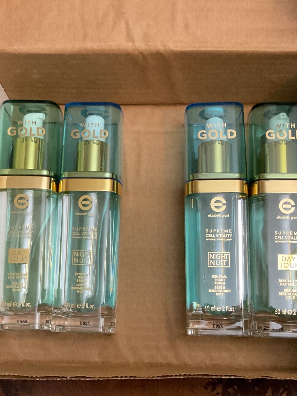 Elizabeth Grant Supreme Gold Day & Night Serum with Gold 4 Upgraded 60ml Bottles